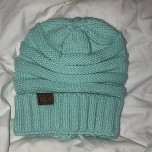 mint green C.C. beanie
